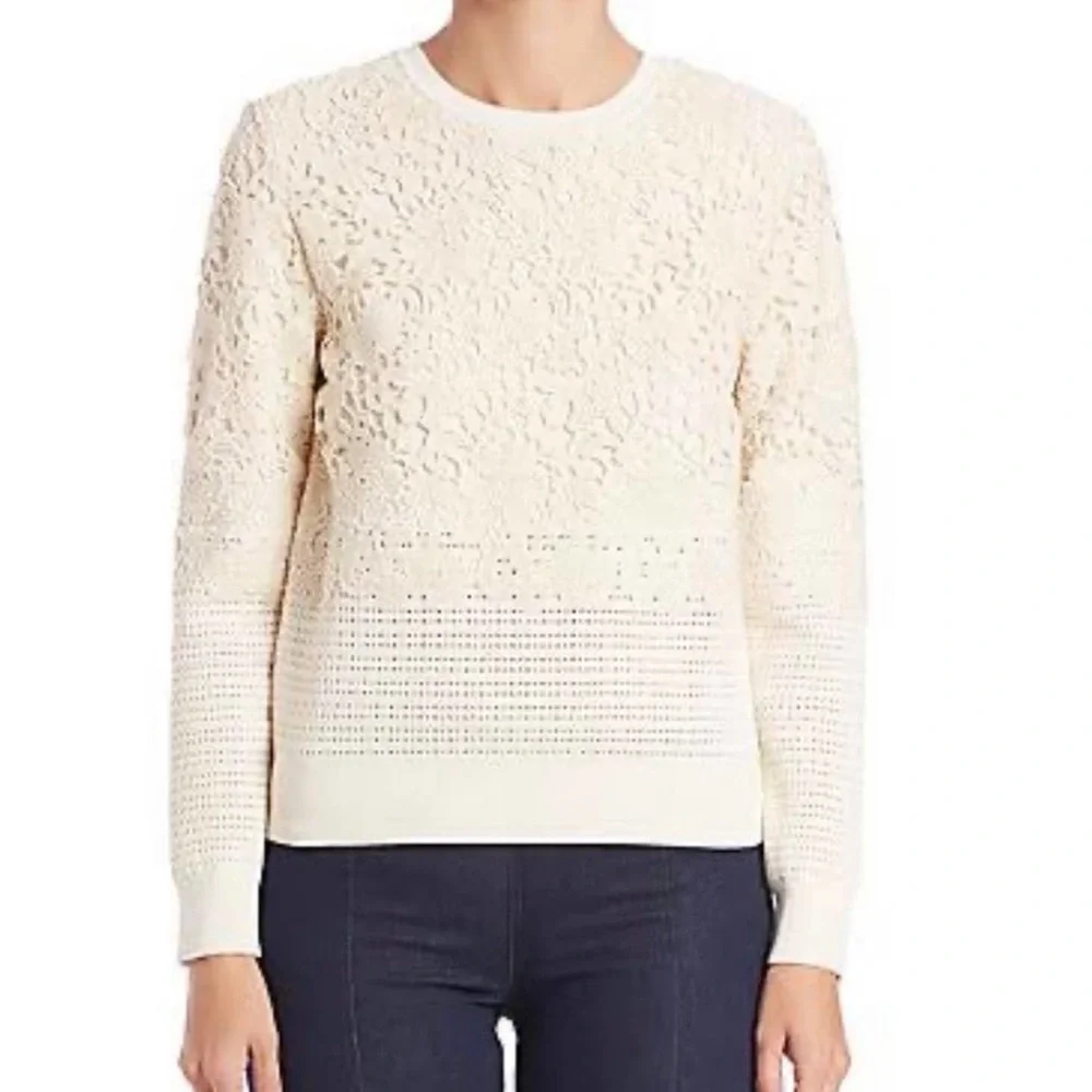 Tory Burch Cream Lace Knit Sweater